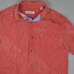 🌺 Tommy Bahama 100% Silk Coral Tropical Shirt Small Resort Beach Vacation Wear
